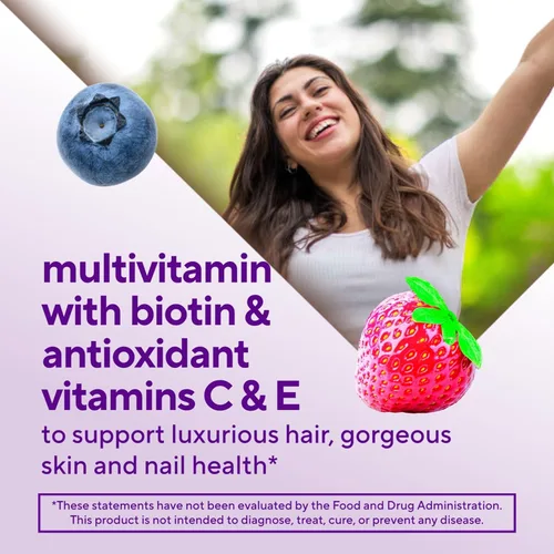 Miniatura 3 de Vitafusion Magníficas vitaminas gomosas multivitamínicas para cabello, piel y uñas, además de biotina y vitaminas antioxidantes C y E, sabor a