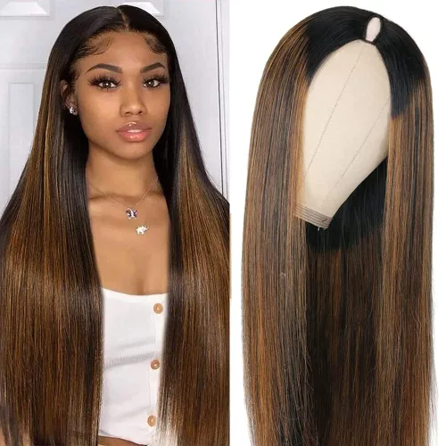 Miniatura 9 de CHEETAHBEAUTY Pelucas con camino en V de cabello humano de 10 pulgadas sin dejar salir el encaje frontal; mejora de las pelucas con camino en U