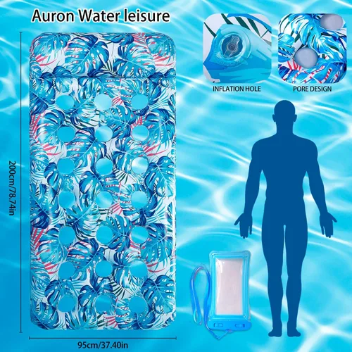 Miniatura 6 de Paquete de 2 tapetes inflables para piscina, tumbona, juguetes de natación multiusos para fiesta en la piscina, playa de verano, al aire libre