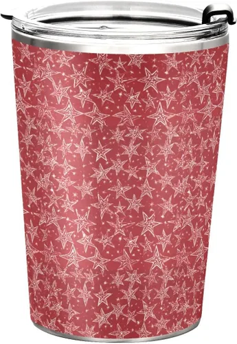 Miniatura 8 de Red and White Stars Stainless Steel water bottle with straw with Lid and Straw travel mug for camping leakproof insulated tumbler termo para bebidas