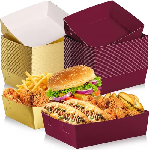 Miniatura 9 de Uiifan 50 bandejas de papel extra grandes de 5 libras desechables para alimentos, barco, nachos, bandejas para servir aperitivos, resistentes a
