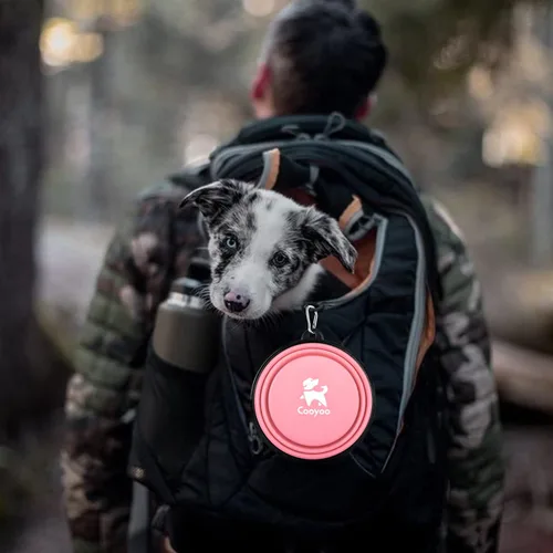 Miniatura 6 de COOYOO Cuenco plegable para perros, paquete de 2 cuencos plegables para agua para perros y gatos, plato portátil para alimentación de mascotas