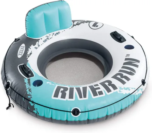 INTEX 56825EP River Run 1 - Salón flotante inflable: respaldo cómodo, portavasos integrados, asas de agarre duraderas, cuerda de agarre completa,
