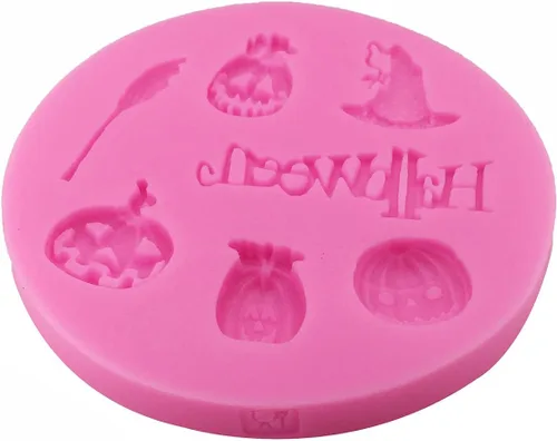 Miniatura 4 de Moldes de silicona reutilizables de grado alimenticio para Halloween, forma de escoba de calabaza con forma de casquillo de bruja, antiadherente