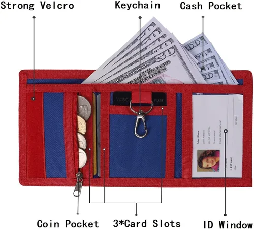 Miniatura 4 de SITADI Billetera para niños, pequeña cartera para niños con bolsillo con cremallera, bonita caricatura, triple pliegue, lona, regalos de Navidad