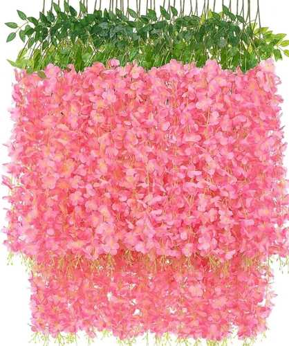 OUKEYI Guirnalda de flores artificiales de glicina, 12 unidades, flores falsas de seda de 3.6 pies para colgar en interiores y exteriores, hogar,