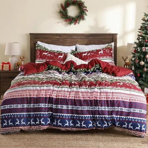 Miniatura 8 de CAROMIO Funda de Edredón de Navidad Tamaño Twin, Juego de Ropa de Cama de 2 Piezas con Funda de Edredón Estampada de Navidad (Twin, 68"x90")