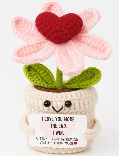Regalos de aniversario para mujeres, hombres, novios, novias, I Love You More Crochet Flower Parejas Regalo para él, esposa, marido, romántico, Love1