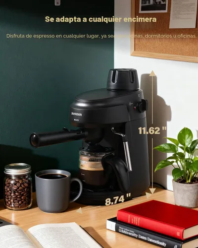 Miniatura 6 de SHARDOR Máquina de café expreso de 3.5 bares, cafetera compacta de 4 tazas con espumador de leche, máquina de capuchino de precalentamiento de 800 W