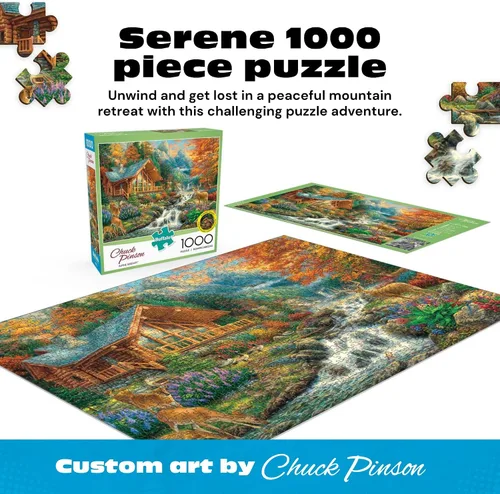 Miniatura 2 de Buffalo Games Chuck Pinson Alpine Serenity - Rompecabezas de 1000 piezas, grande, 26.75 x 19.75 pulgadas, multicolor, rompecabezas de 1000 piezas
