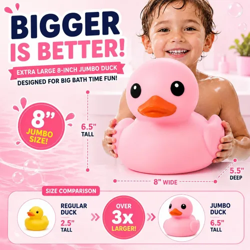 Miniatura 2 de XL Jumbo Grande Pato de Goma para Baño - Pato Gigante Sin Agujero, Juguete de Agua para Baby Shower, Impermeable, Gran Patito para Bebés, Sin Rosa