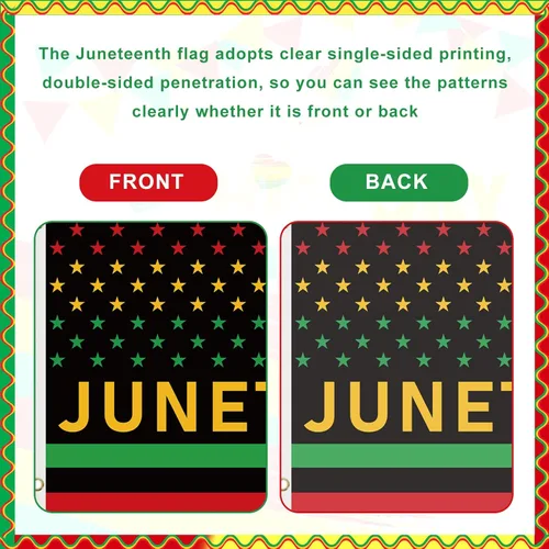 Miniatura 3 de JUNEBRUSHS Paquete de 2 banderas de Juneteenth para exteriores, 3 x 5 pies, bandera afroamericana para decoración del día de junio, exteriores