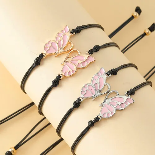Miniatura 2 de Fuqimanman2020 Juego de 2 pulseras de amor de mariposa esmaltada a juego de larga distancia para 2 parejas, mejores amigos, mejores amigos, mejores