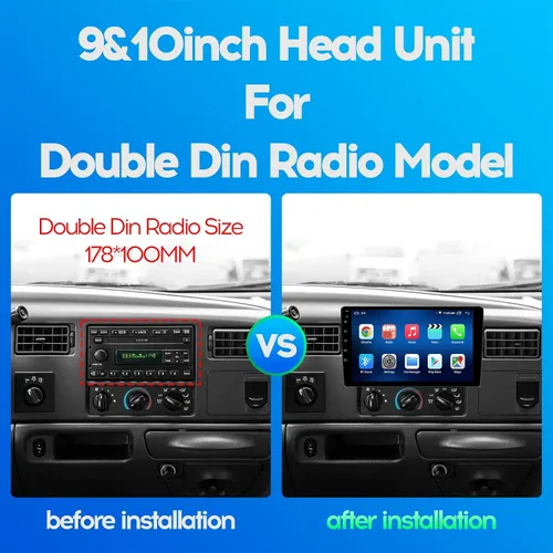 Miniatura 3 de 9" IPS Visualización Completa Táctil 2+32G Radio de Coche Doble Din Receptores de Audio Vídeo Estéreo con CarPlay Inalámbrico Android Auto Cámara