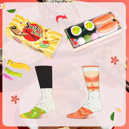 Miniatura 2 de AGRIMONY Funny Sushi Socks Box for Men Teen Boys - Sushi Lovers Food Socks-Fathers Birthday Christmas Gift Stocking Stuffers