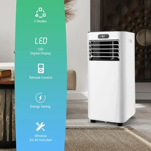 Miniatura 4 de PETSITE Aire acondicionado portátil, unidad de refrigeración de CA 3 en 1 deshumidificadora, función de ventilador y enfriador de aire, control