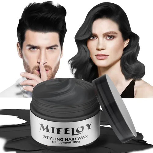 Cera temporal negra para el cabello, tinte en crema para peinado natural instantáneo, pomadas lavables para hombres, niñas, mujeres, jóvenes, barro