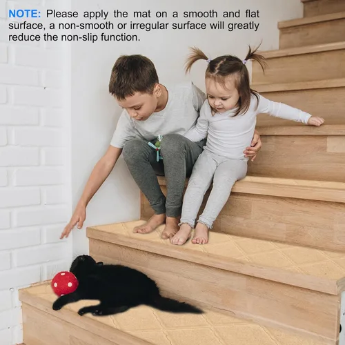 Miniatura 6 de HARFINGTON Alfombra antideslizante para escaleras, paquete de 4 unidades, 8 x 30 pulgadas, antideslizante, para escaleras de madera de interiores