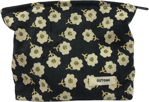 Miniatura 20 de Bolsa de maquillaje para mujeres, bolsa de cosméticos de pana con diseño estético, bolsa de mano para damas, estuche para lápices para niñas, lindo