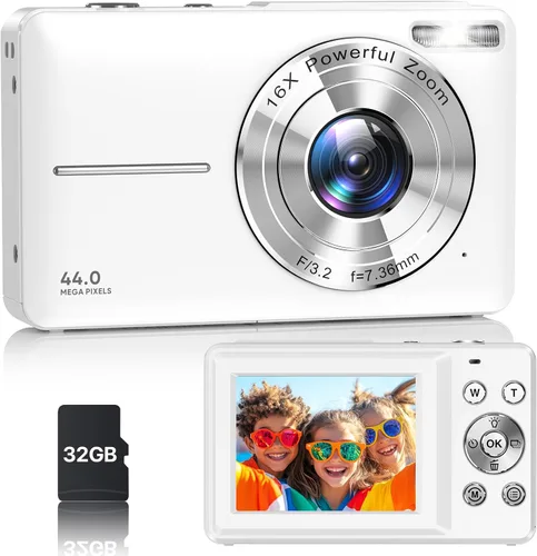 Miniatura 8 de Cámara digital, la última cámara digital FHD 1080P para adolescentes con tarjeta SD, cámaras antisacudidas y disparos, cámaras portátiles con zoom