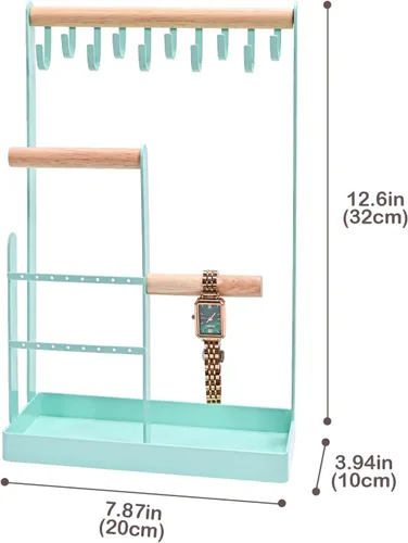 Miniatura 4 de ProCase Organizador de joyas, soporte para joyas, organizador de collares de 4 niveles con bandeja para anillos, pequeño y bonito estante
