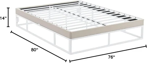 Miniatura 2 de Decoro Capri - Base de cama de metal blanco con base de colchón tapizada beige integrada, tamaño King