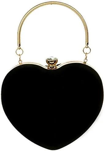 Miniatura 2 de Bolso de noche en forma de corazón Bolso de embrague de terciopelo Bolso de noche sólido