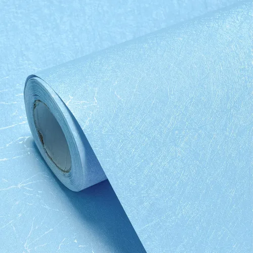 Cohoo Home Papel tapiz azul para despegar y pegar, de seda, color azul claro, papel de contacto para paredes, con textura en relieve, autoadhesivo,