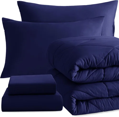 Miniatura 52 de NTBAY Juego de edredón Twin con sábanas, juego de ropa de cama Twin suave y transpirable de 5 piezas, cama Twin en una bolsa, juego de edredón Gris