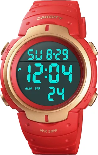 Miniatura 11 de CakCity Reloj deportivo digital para hombre, pantalla LED, esfera grande, reloj militar para hombre, impermeable, casual, luminoso, cronómetro