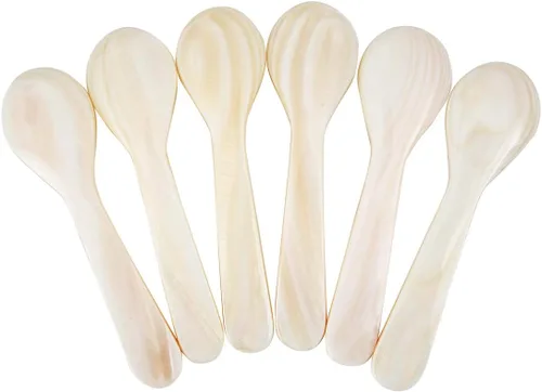 Miniatura 2 de DUEBEL Juego de 6 cucharas de caviar de madre perla blanca para caviar, huevo, helado, café (blanco, 4.3 x 1.0 in)