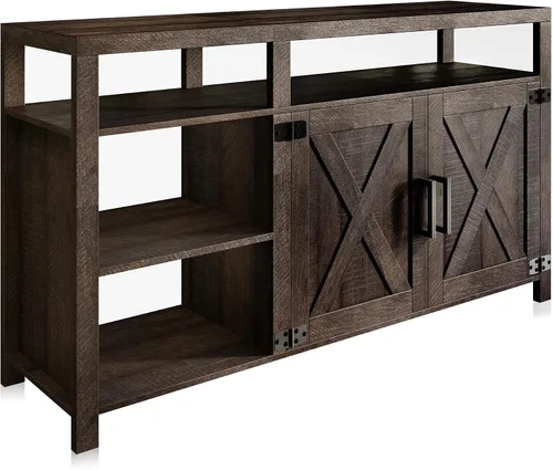 Miniatura 7 de BELLEZE Trussati - Mueble rústico de TV de 62 pulgadas, se adapta a televisores de hasta 70 pulgadas, consola central de entretenimiento