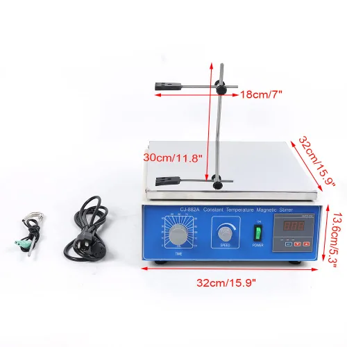Miniatura 2 de Agitador magnético, 300 W CJ-882A 2.64 galones mezclador de laboratorio digital agitador magnético placa caliente termostático imán mezclador