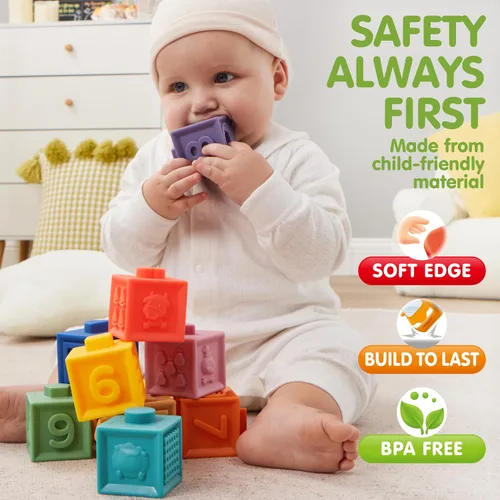 Miniatura 5 de JOYIN Juguetes para bebés - Juguetes Montessori para bebés, juguetes sensoriales de grado alimenticio presentes en círculos apilables