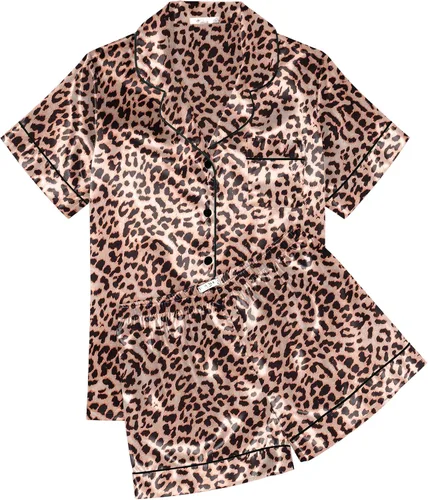 Miniatura 8 de Ekouaer Conjunto de pijama de satén de seda para mujer, suave, de manga corta, con botones, ropa para dormir, camiseta y pantalones cortos, juego