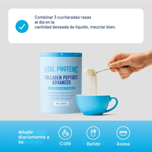 Miniatura 5 de Vital Proteins - Péptidos de colágeno en polvo, de vacas alimentadas con pasto y criadas en prados, sin sabor, 20 onzas