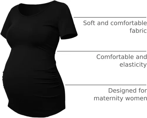 Miniatura 77 de GINKANA Blusas de maternidad de manga corta, diseño floral, fruncido, casual, para mamá, para embarazo