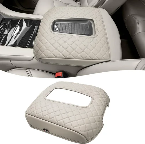 Miniatura 11 de KBH Funda para reposabrazos de consola central para Cadillac Escalade 2015-2020, borde de cuero de vinilo, protector de cojín de consola central