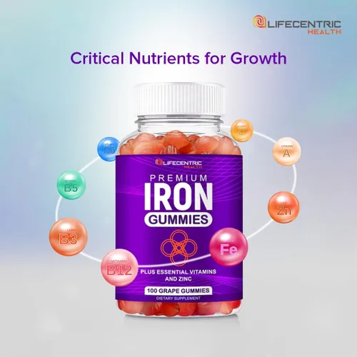 Miniatura 5 de LifeCentricHealth - Gomitas de hierro Gomitas de biotina, zinc, vitamina B, ácido fólico, veganas, sin gluten, para mujeres y hombres