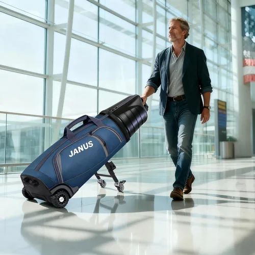 Miniatura 6 de JANUS Golf Travel Bag Hard Case with Foldable Support Legs, Hands-Free Golf Club Travel Bag with 360° Spinner Wheels, ABS Hard Shell, Foldable