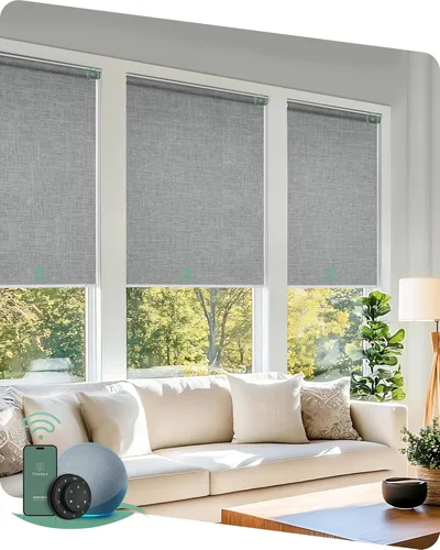 Miniatura 13 de Yoolax - cortinas enrollables motorizadas sin cenefa Vinilo opaco gris claro