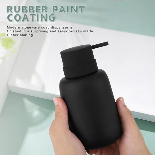 Miniatura 2 de Dispensador de jabón negro mate para baño, dispensador de jabón de cerámica, dispensador de loción, dispensador de jabón para platos, dispensador