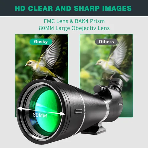 Miniatura 3 de Gosky Alcance de Observación HD 20-60x80mm con Trípode y Adaptador para Smartphone, Alcance de Observación con Prisma BAK 4 para Observación