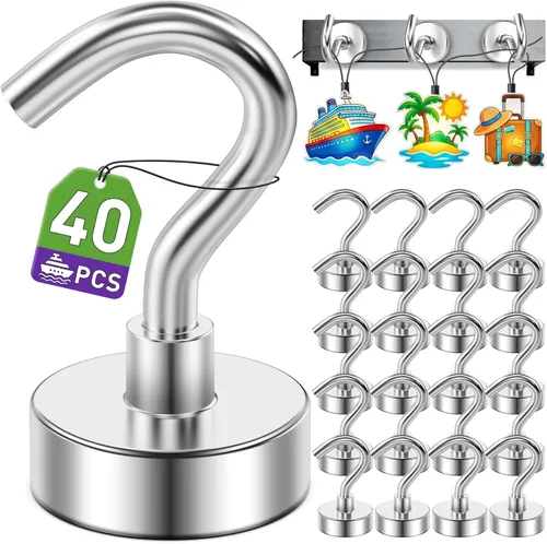 Miniatura 20 de Paquete de 12 ganchos magnéticos para cabañas de crucero 2026, vacaciones en la playa, 30 libras, imán resistente con gancho, ganchos magnéticos