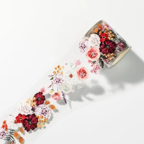 Miniatura 6 de Juego de 12 Rollos de Cinta Washi Floral de PET y Pegatinas de PET – Fácil de Usar para Journaling y Elaboración de Tarjetas, Ideal