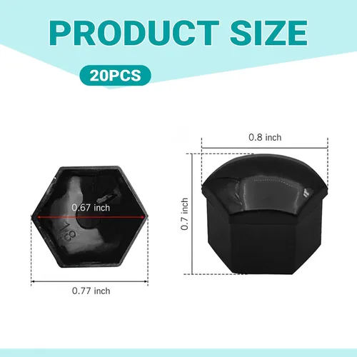 Miniatura 2 de 20 fundas para tuercas de rueda de automóvil, cubierta decorativa de pernos de rueda de 0.67 pulgadas con herramienta de extracción, tapas