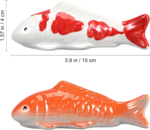 Miniatura 3 de Yardwe 2 piezas de cerámica flotante peces falsos peces Koi figuras animales ornamento para decoración de estanques de jardín de hadas