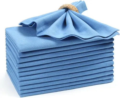Servilletas de tela para uso diario, 100% algodón, 18 x 18 pulgadas, color azul, servilletas de boda, servilletas de cóctel, servilletas de tela,