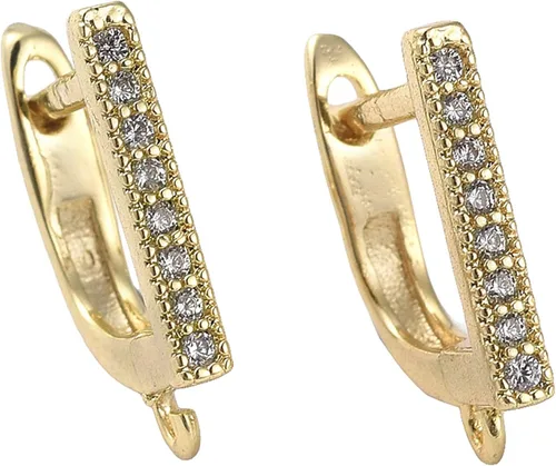 Miniatura 11 de Fashewelry 14 aretes de aro de oro de 18 quilates de latón Huggie aros aros aros con lazo para mujer, aretes colgantes para hacer joyas 4-Forma mixta