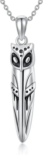 ONEFINITY Owl Necklace 925 Sterling Silver Owl Pendant Oxidized Vintage Owl Jewelry Christmas Gifts for Women Mom Wife
